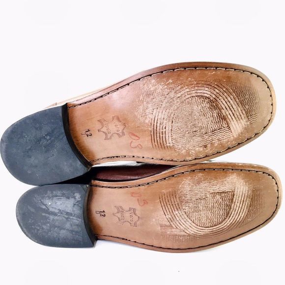 Stafford Vero Cuoio Handcrafted Men's US 12 Brown Leather Slip On Loafers tassel - Picture 9 of 9